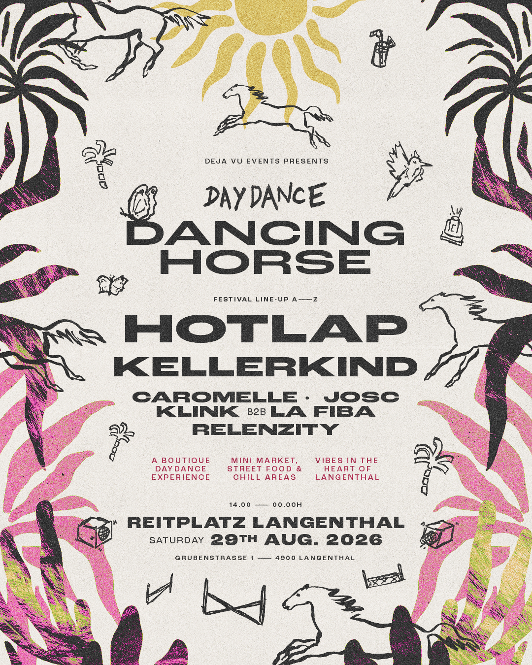 Dancing Horse Save-the-Date Flyer — 29.08.2026, Reitplatz Langenthal